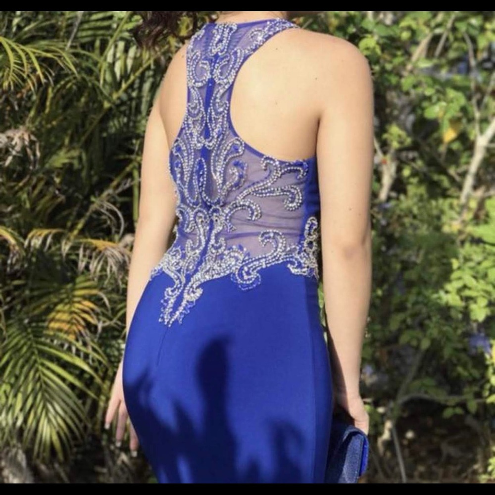 Royal Blue long fancy formal prom dress